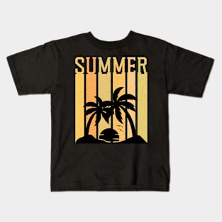 Summer Retro Palm Tree Beach Kids T-Shirt